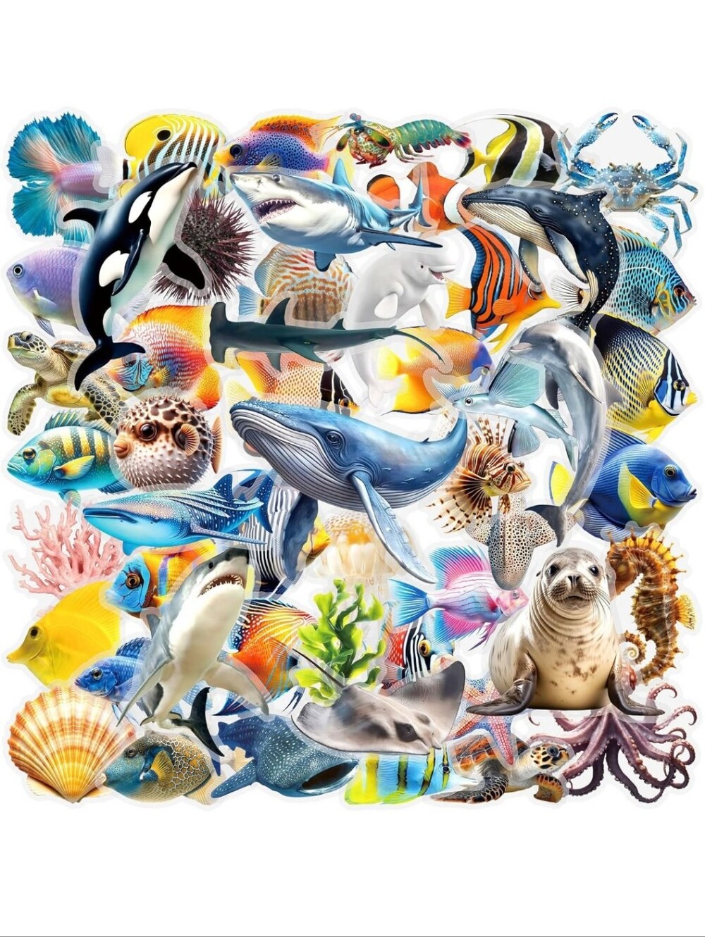 Ocean Friends Peel-and-Stick Wall Decals - Multicolor Sea Life